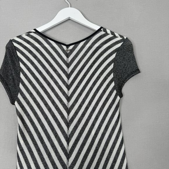 Deca Paris Womens Dress 3/US 10 Black Midi Striped Layered Lagenlook Artsy Funky - Picture 8 of 13